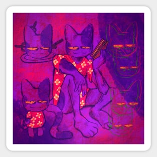 Funny Purple Cat Sticker